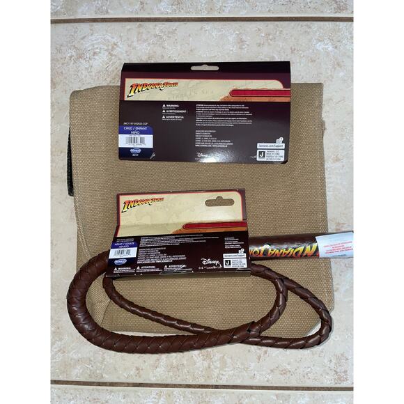 2 PC OFFICIAL INDIANA JONES CANVAS BAG SATCHEL & WHIP COSTUME SET ACCESSORY NEW - Picture 3 of 11